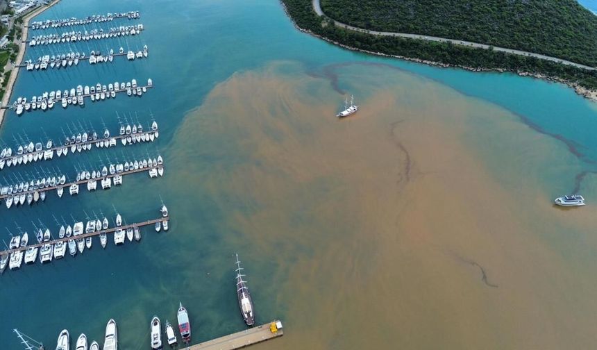 Antalya'da sağanak sonrası denizin rengi kahverengiye döndü